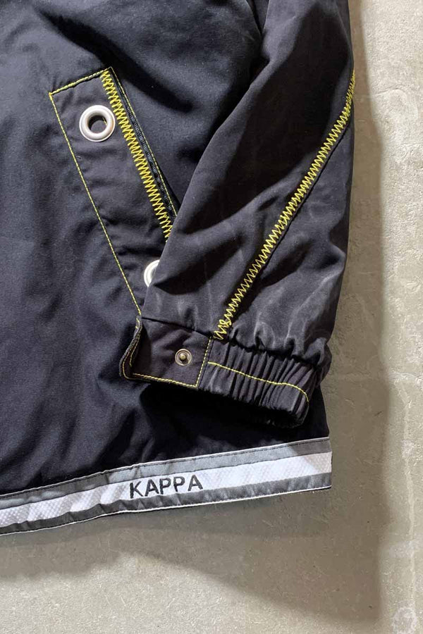 Y2K EARLY 00'S ZIP UP REVERSIBLE FLEECE NYLON JACKET / BLACK / GRAY [SIZE: XL USED]