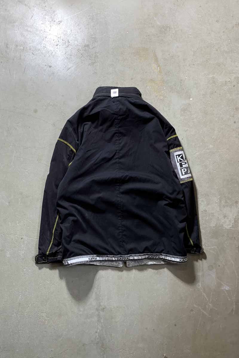 Y2K EARLY 00'S ZIP UP REVERSIBLE FLEECE NYLON JACKET / BLACK / GRAY [SIZE: XL USED]