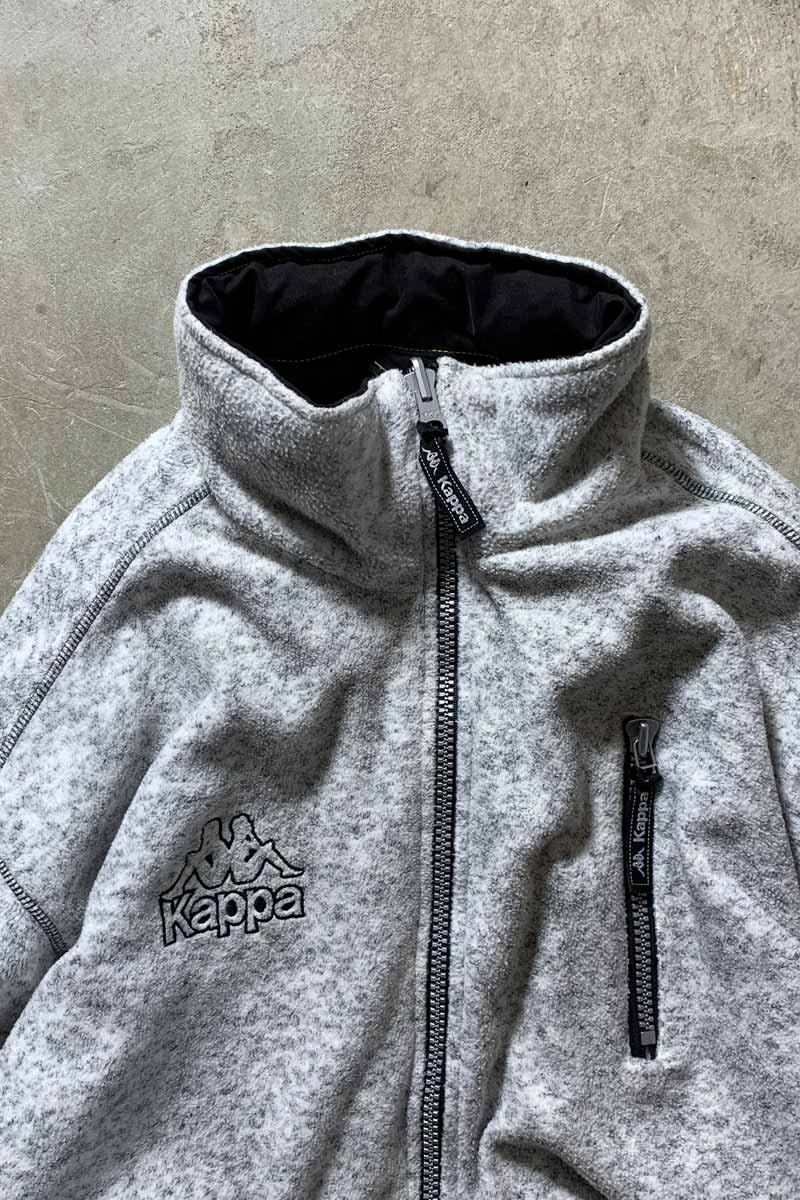 Y2K EARLY 00'S ZIP UP REVERSIBLE FLEECE NYLON JACKET / BLACK / GRAY [SIZE: XL USED]