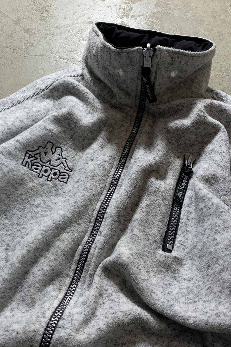 Y2K EARLY 00'S ZIP UP REVERSIBLE FLEECE NYLON JACKET / BLACK / GRAY [SIZE: XL USED]