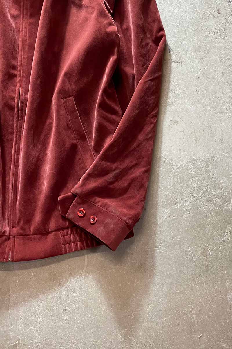 ZIP UP VELOUR HARRINGTON JACKET / BURGUNDY [SIZE: M USED]