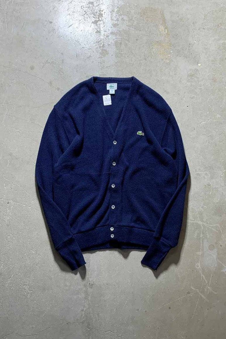 MADE IN USA 80-90'S ACRYLIC KNIT CARDIGAN / NAVY [SIZE: XL USED]