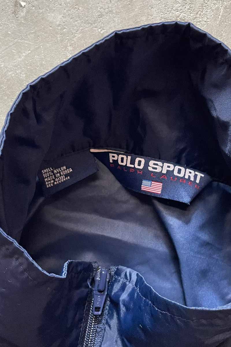 90'S NYLON HALF ZIP ANORAK JACKET / NAVY [SIZE: XL相当 USED]
