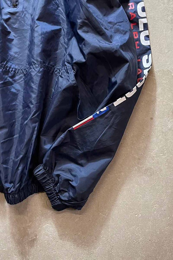 90'S NYLON HALF ZIP ANORAK JACKET / NAVY [SIZE: Equivalent to XL USED]