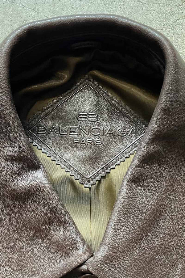 97'S LAMB LEATHER JACKET / BROWN [SIZE: L equivalent USED]
