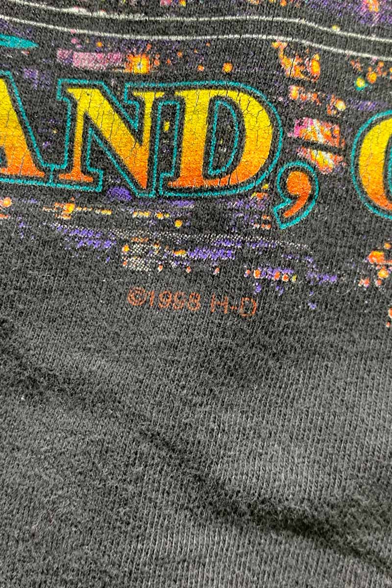 MADE IN USA 98'S S/S LIVE FREE RIDE FREE WOLF PRINT MOTORCYCLE T-SHIRT / BLACK [SIZE: L USED]