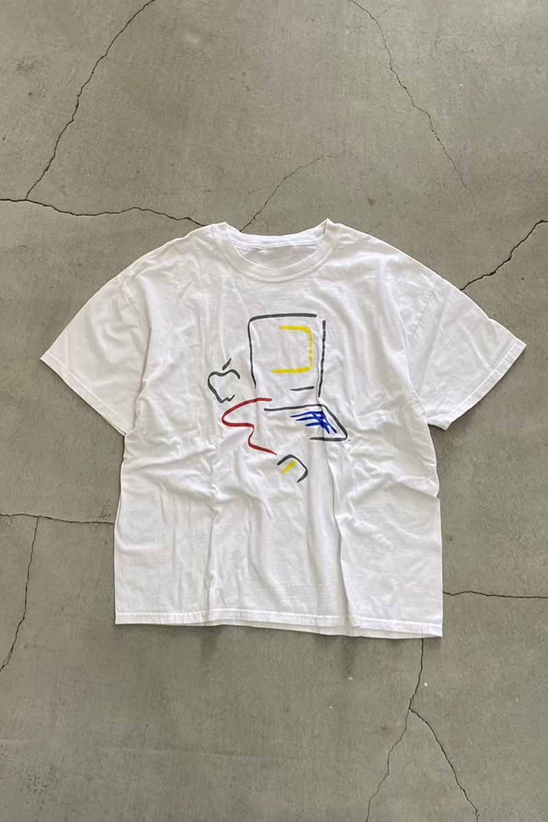 APPLE BACK PRINT ADVERTISING T-SHIRT / WHITE [SIZE: L USED]