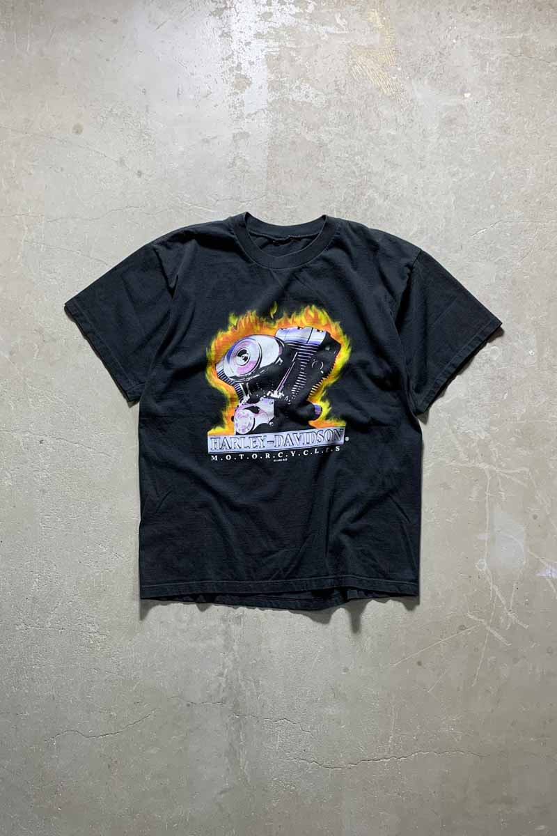 99'S S/S HARLEY DAVIDSON BIG TWIN BACK PRINT MOTORCYCLE T-SHIRT / BLACK [SIZE: L USED]