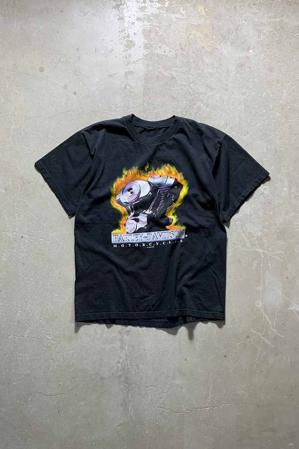 99'S S/S HARLEY DAVIDSON BIG TWIN BACK PRINT MOTORCYCLE T-SHIRT / BLACK [SIZE: L USED]