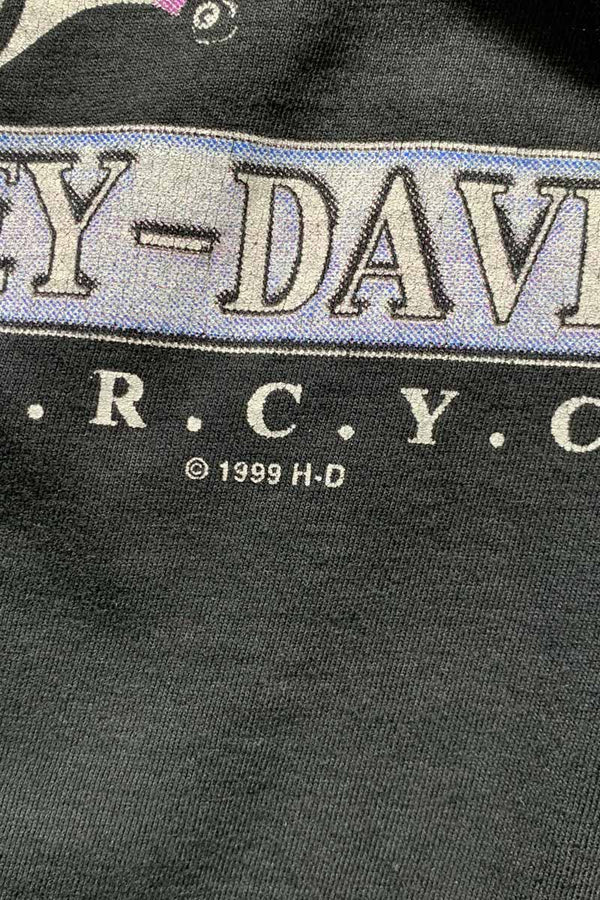 99'S S/S HARLEY DAVIDSON BIG TWIN BACK PRINT MOTORCYCLE T-SHIRT / BLACK [SIZE: L USED]