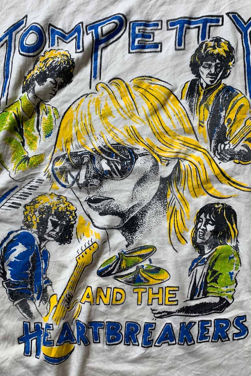 80'S S/S TOM PETTY AND THE HEARTBREAKERS PRINT BAND T-SHIRT / WHITE [SIZE: L USED]