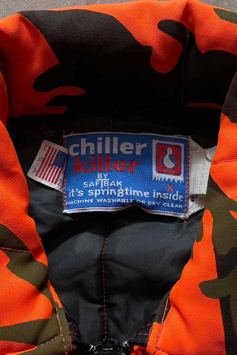 MADE IN USA 80'S ZIP CAMO JACKET / ORANGE CAMO [SIZE: XL Equivalent USED]