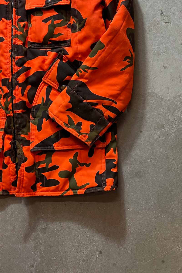 MADE IN USA 80'S ZIP CAMO JACKET / ORANGE CAMO [SIZE: XL Equivalent USED]
