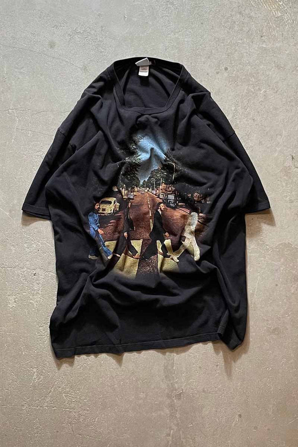 Y2K EARLY 00'S ABBEY ROAD PRINT BAND T-SHIRT/ BLACK [SIZE: 2XL USED]
