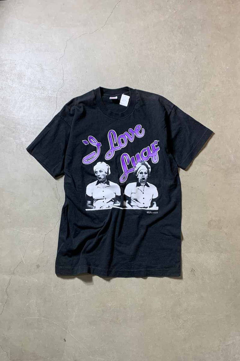 MADE IN USA 92'S S/S I LOVE LUCY PRINT TV DRAMA MOVIE T-SHIRT / BLACK [SIZE: L DEADSTOCK/NOS]