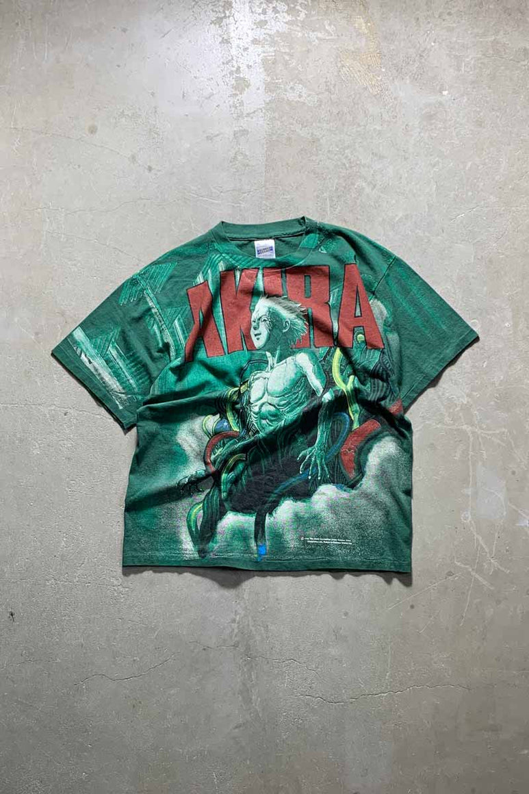 MADE IN USA 90'S S/S BOOTLEG AKIRA OVP TETSUO PRINT T-SHIRT / GREEN [SIZE: XL USED]