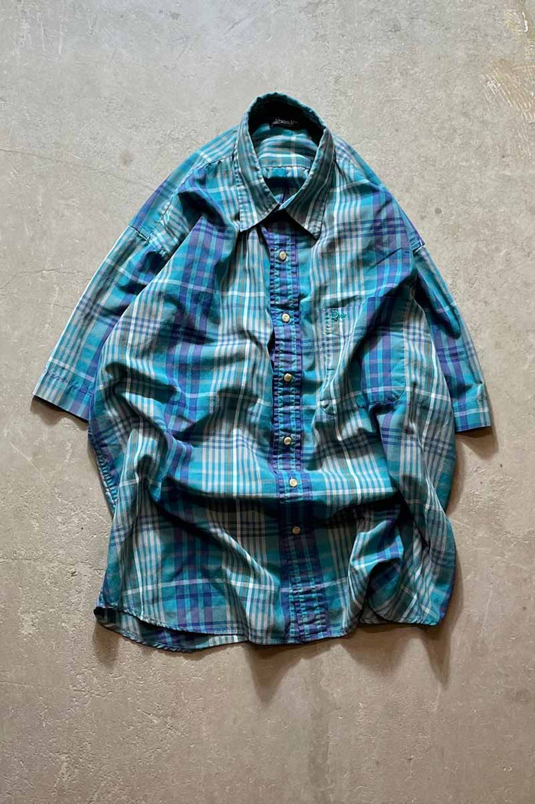 S/S CHECK SHIRT / BLUE [SIZE:L USED]