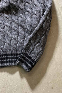90'S V-NECK TILDEN WOOL KNIT SWEATER / GRAY [SIZE: M USED]