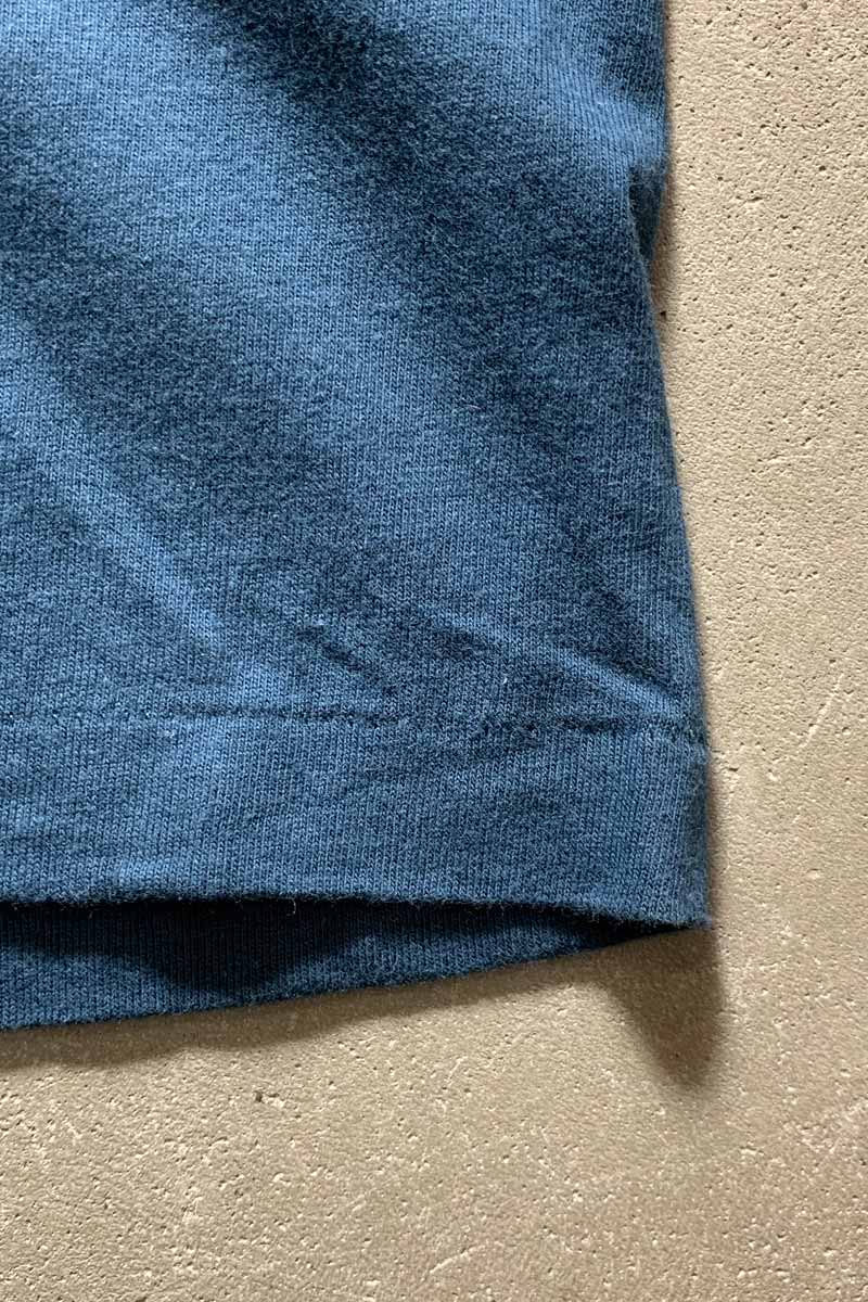 MADE IN USA 93'S S/S PUMPING IRON PRINT MOTOR CYCLE T-SHIRT / BLUE GREEN [SIZE: L USED]
