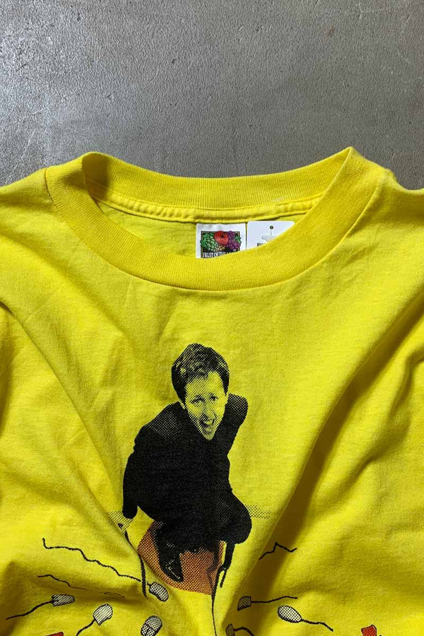 S/S MOUSE ATTACKS PRINT ADVERTISING T-SHIRT / YELLOW [SIZE: XL USED]