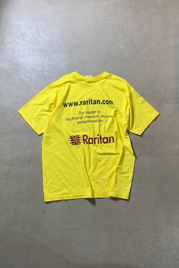 S/S MOUSE ATTACKS PRINT ADVERTISING T-SHIRT / YELLOW [SIZE: XL USED]