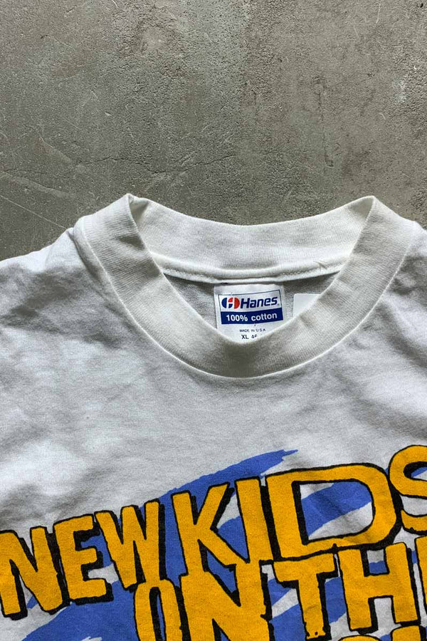 MADE IN USA 89'S S/S NEW KIDS ON THE BLOCK PRINT BAND T-SHIRT / WHITE [SIZE: XL USED]