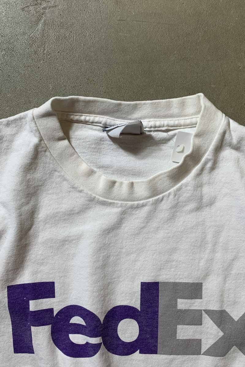 90'S S/S FEDEX PRINT ADVERTISING T-SHIRT / WHITE [SIZE: L USED]