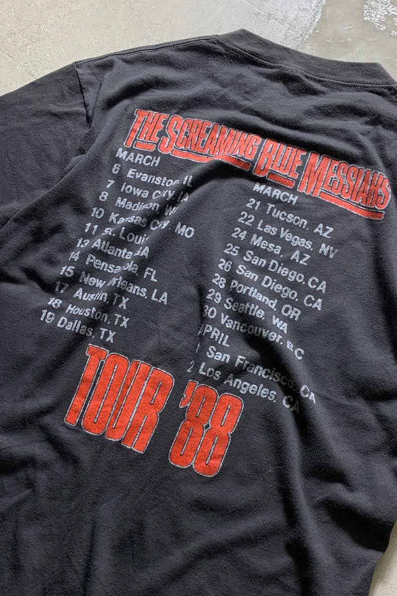 MADE IN USA 88'S THE SCREAMING BLUE MESSIAHS TOUR T-SHIRT / BLACK [SIZE: XL USED]