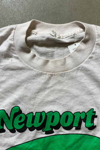 MADE IN USA 80'S S/S NEWPORT PRINT ADVERTISING T-SHIRT / WHITE [SIZE: L USED]