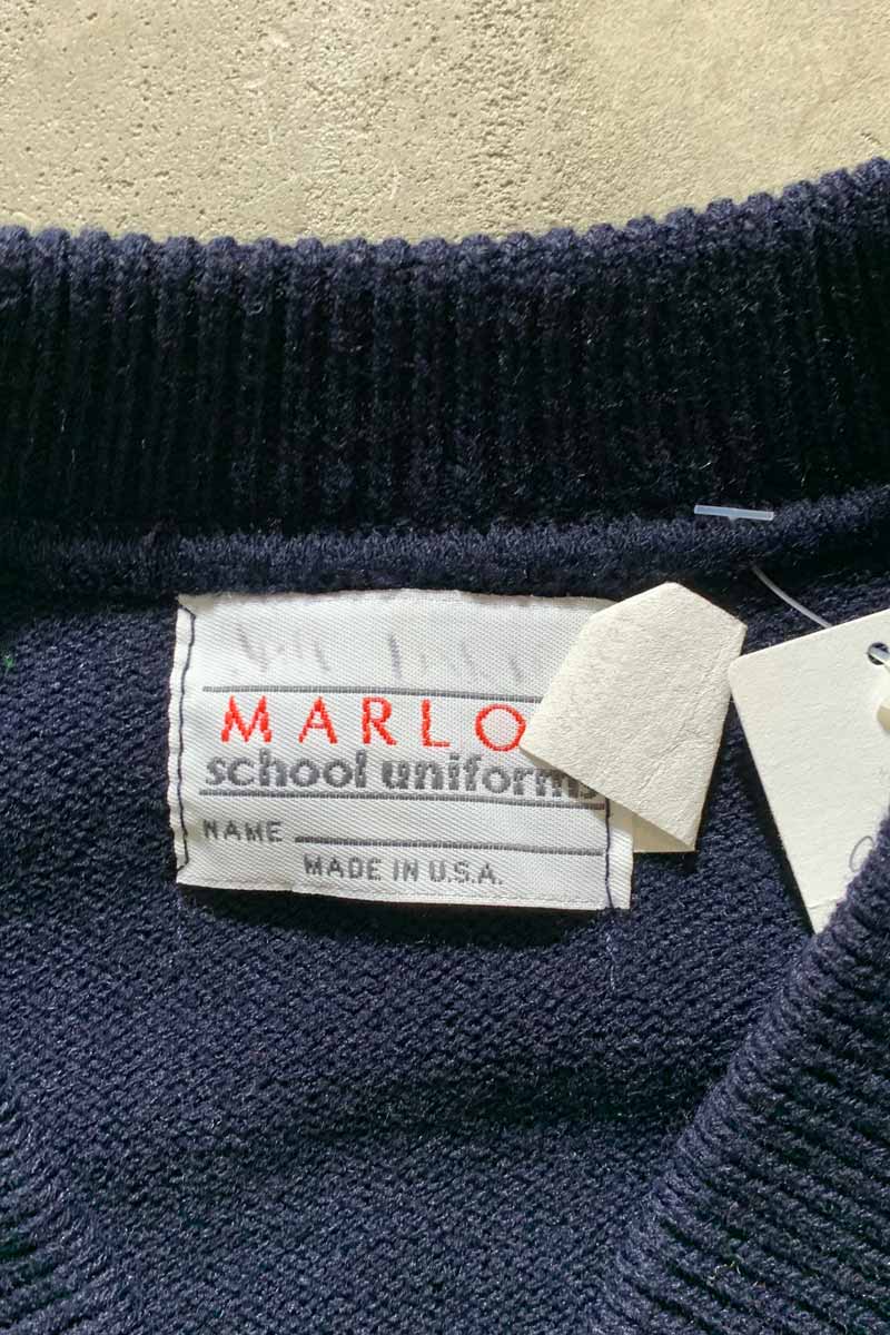 MADE IN USA 90'S ACRYLIC V-NECK SWEATER / NAVY [SIZE: M USED]