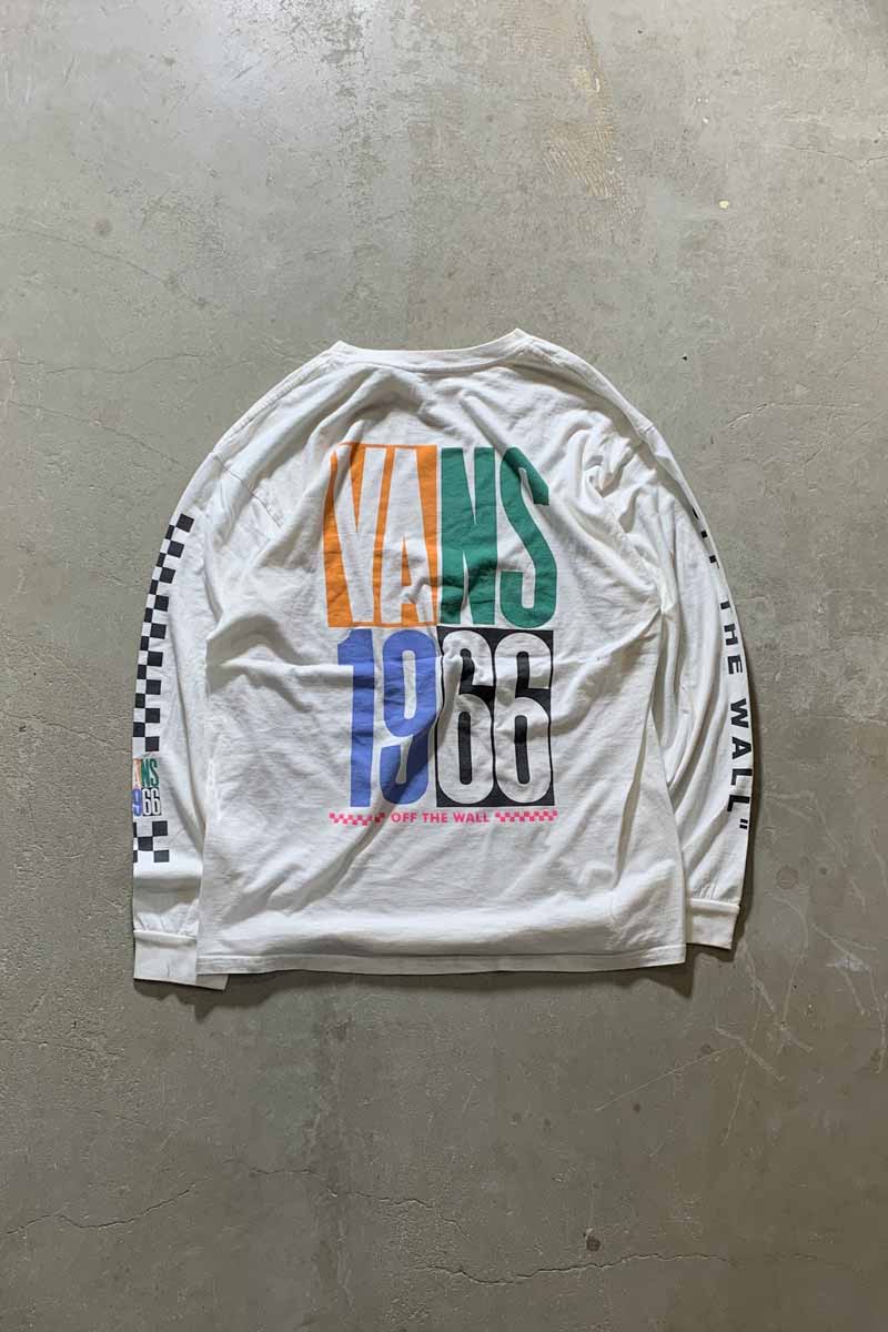 L/S BACK PRINT T-SHIRT / WHITE [SIZE: L USED]