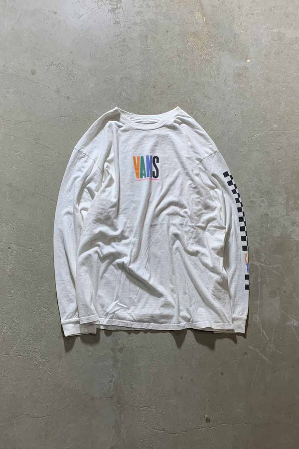 L/S BACK PRINT T-SHIRT / WHITE [SIZE: L USED]