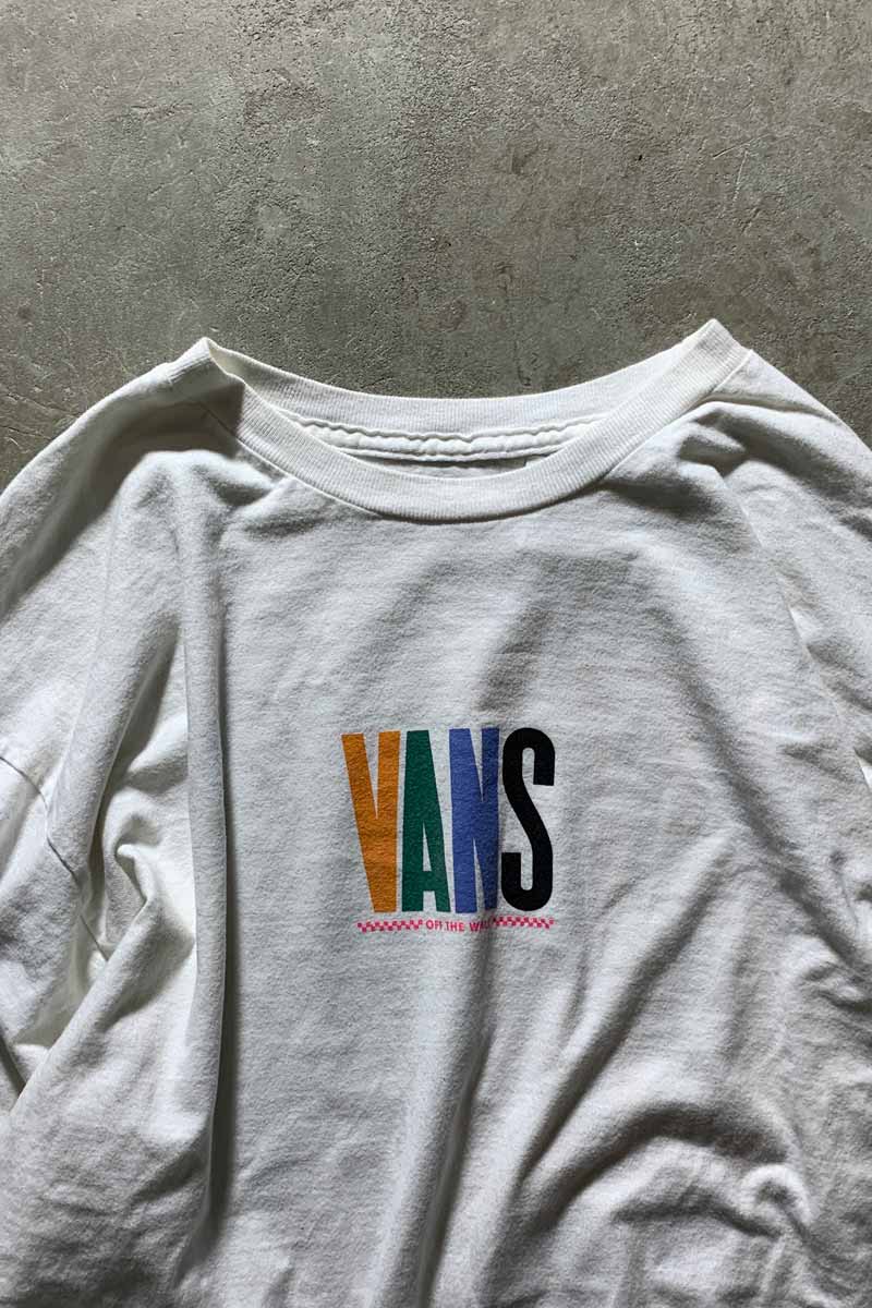 L/S BACK PRINT T-SHIRT / WHITE [SIZE: L USED]