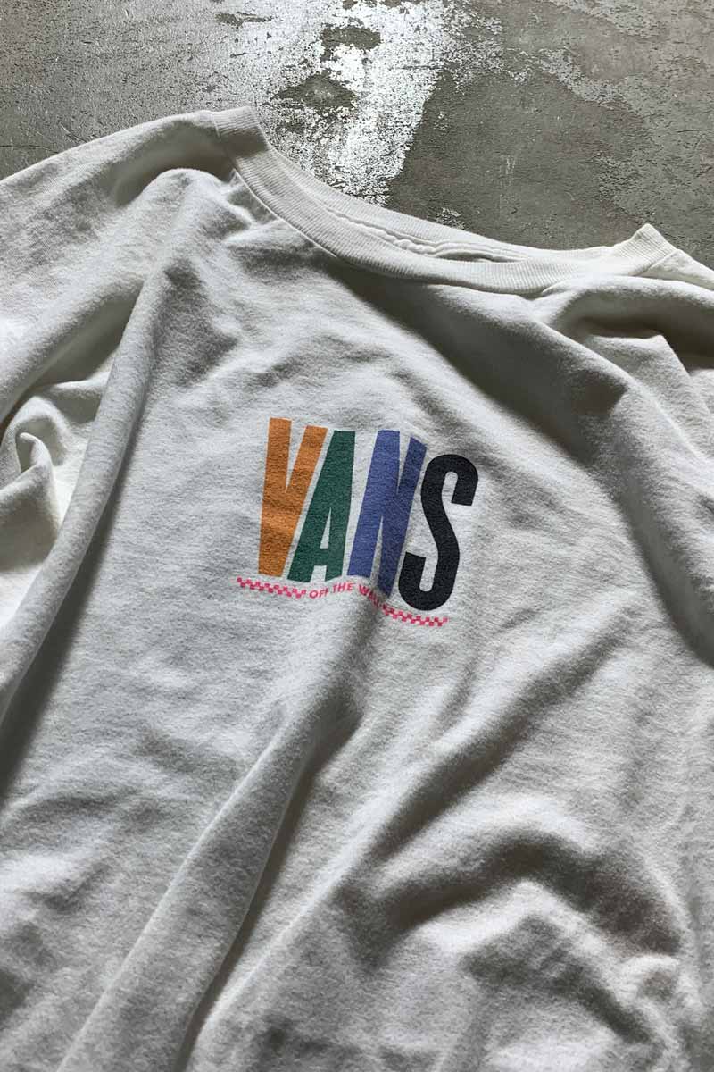 L/S BACK PRINT T-SHIRT / WHITE [SIZE: L USED]