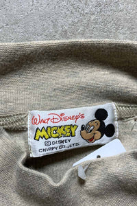 90'S L/S EMBROIDERY MOCK NECK T-SHIRT / BEIGE [SIZE: XL USED]