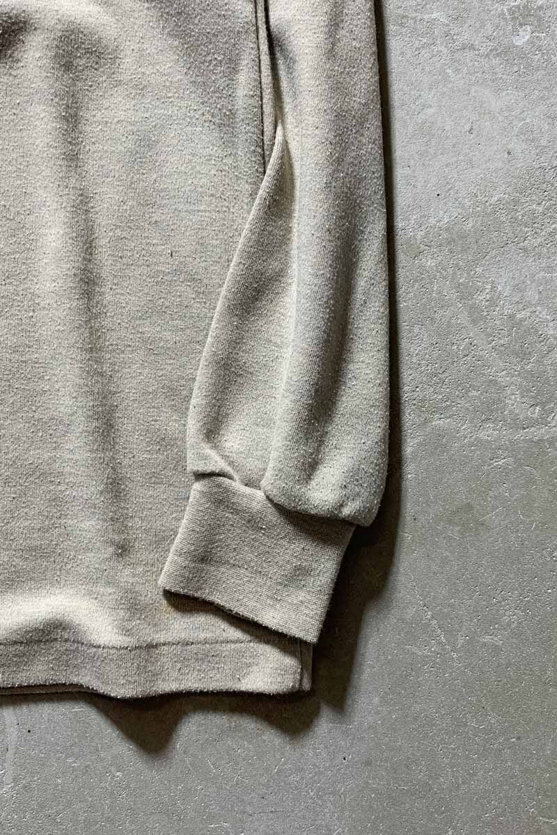 90'S L/S EMBROIDERY MOCK NECK T-SHIRT / BEIGE [SIZE: XL USED]