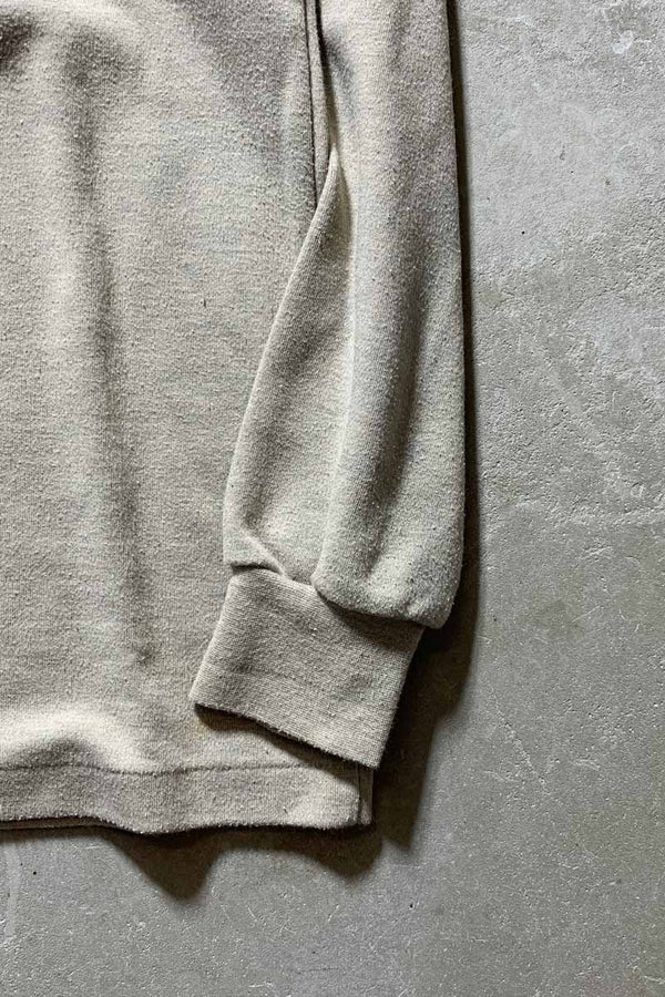 90'S L/S EMBROIDERY MOCK NECK T-SHIRT / BEIGE [SIZE: XL USED]