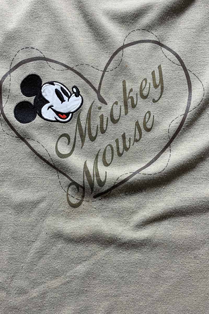 90'S L/S EMBROIDERY MOCK NECK T-SHIRT / BEIGE [SIZE: XL USED]