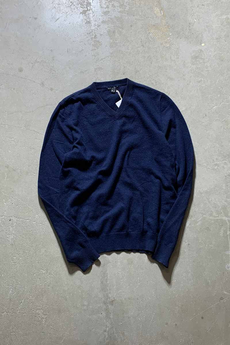 V-NECK CASHMERE KNIT SWEATER / NAVY [SIZE: M USED]