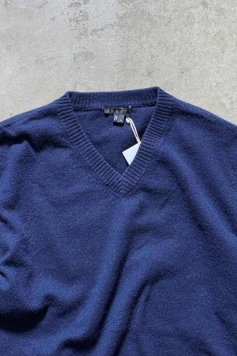 V-NECK CASHMERE KNIT SWEATER / NAVY [SIZE: M USED]