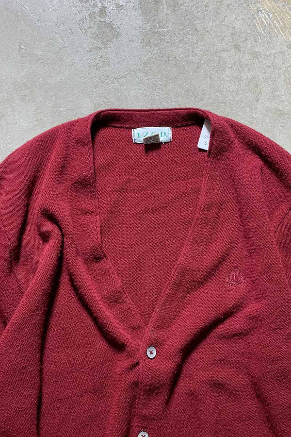 MADE IN USA 90'S ACRYLIC KNIT CARDIGAN / BURGUNDY [SIZE: M USED]