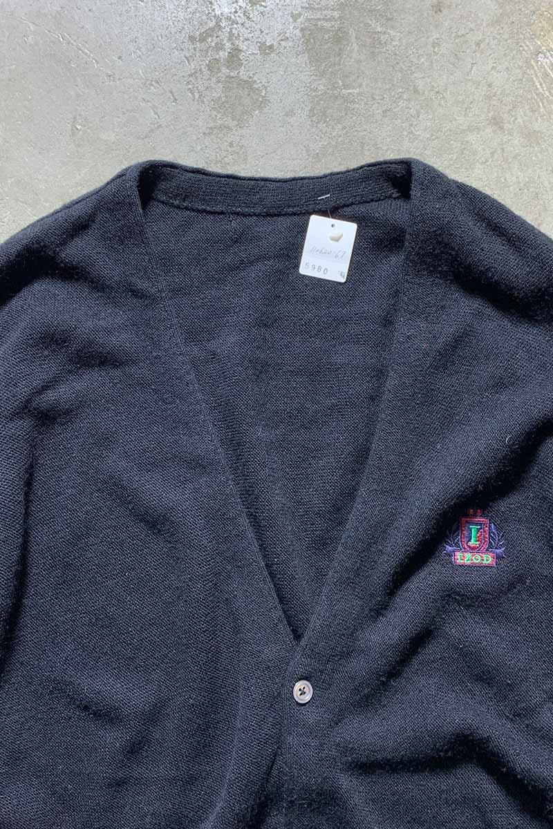 ONE POINT ACRYLIC KNIT CARDIGAN / BLACK [SIZE: XL USED]