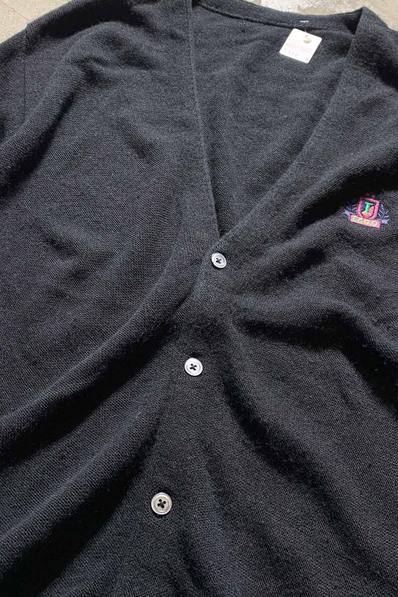 ONE POINT ACRYLIC KNIT CARDIGAN / BLACK [SIZE: XL USED]