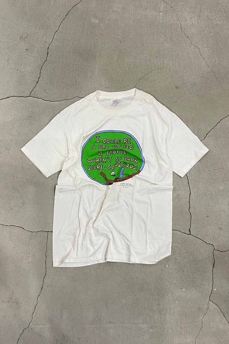 MADE IN USA 90'S S/S I COULD BE A PRO GOLFER PRINT MESSAGE T-SHIRT / WHITE [SIZE: L USED]