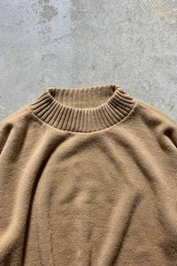 MADE IN USA 90'S MOCK-NECK ACRYLIC KNIT SWEATER / BEIGE [SIZE: M USED]