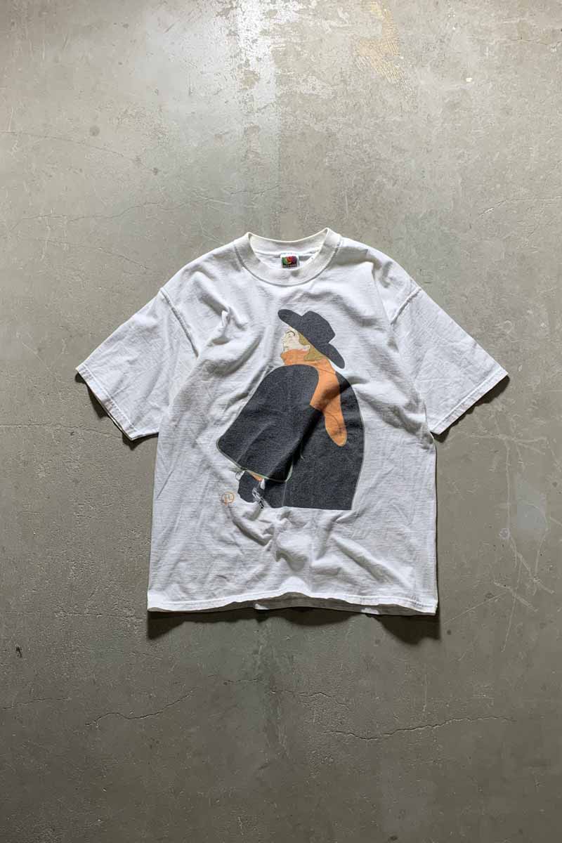 90'S S/S LAUTREC HIGH MUSEUM OF ART PRINT T-SHIRT / WHITE [SIZE: L USED]
