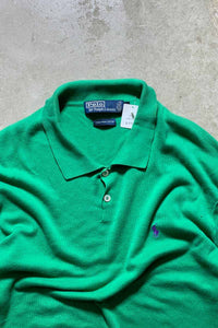 90'S L/S PIMA COTTON KNIT POLO SHIRT / GREEN [SIZE: XL USED]