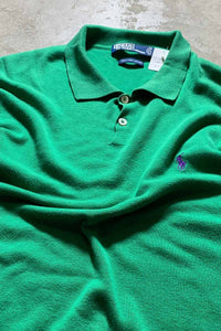 90'S L/S PIMA COTTON KNIT POLO SHIRT / GREEN [SIZE: XL USED]