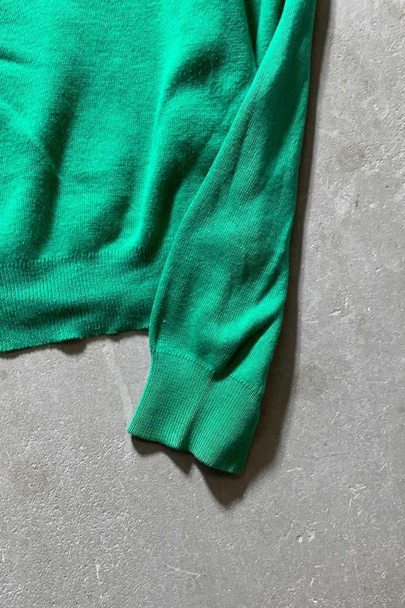 90'S L/S PIMA COTTON KNIT POLO SHIRT / GREEN [SIZE: XL USED]