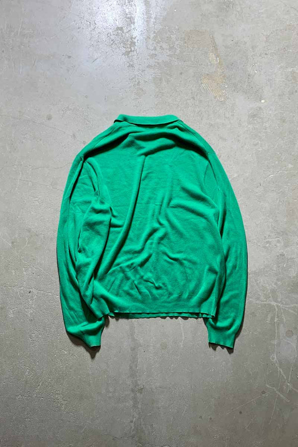 90'S L/S PIMA COTTON KNIT POLO SHIRT / GREEN [SIZE: XL USED]